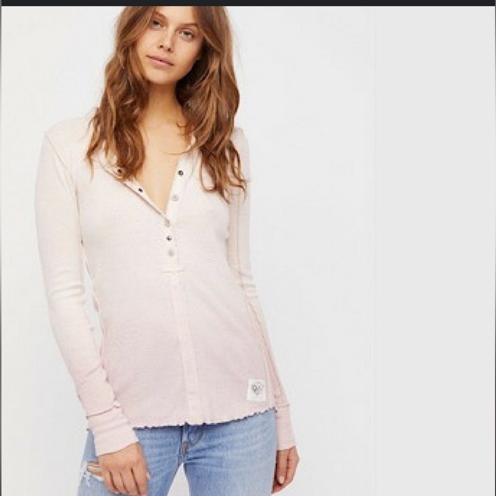 Free People Pink Ombre Long Sleeve Top